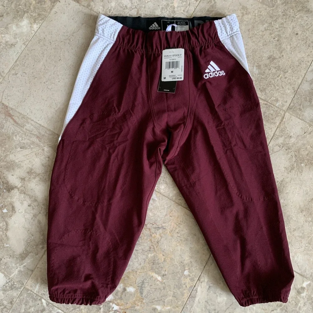Adidas Woven A1 Stock Football Pants‎ Burgandy White Mens Size M 